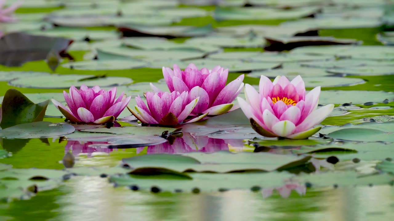 Beautiful Lotus flower in a lake Hd video