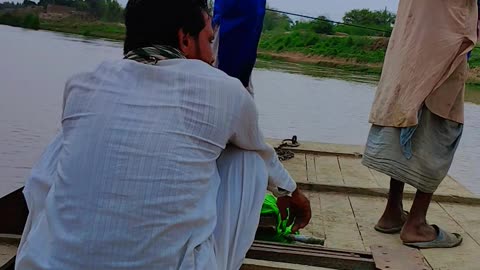 Fishing in river using boat