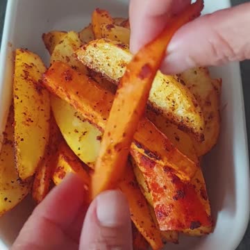 Easy Homemade Potatoes and Sweet Potatoe Fries 🍟 🥔 🍠 #fries #potato #recipe #food #cooking