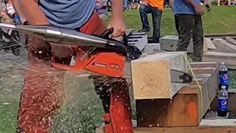 Crazy fast chainsaw incredible skills