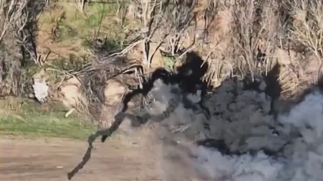 A hit on a Russian T-72 in the Kherson region.