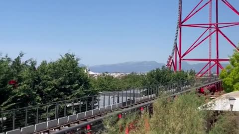 The tallest and fastest coaster in Europe🌍 Red force at Ferrari Land in Salou, Spain🇪🇸.