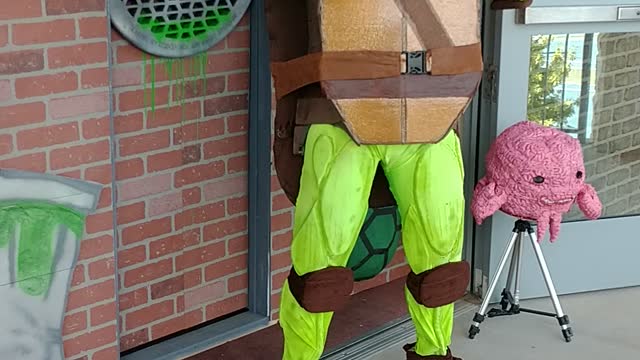 Happy Halloween Leonardo the briar club Houston Texas by trick or treat path with kraang