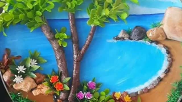 Pebble creative wall painting/artistic stone art