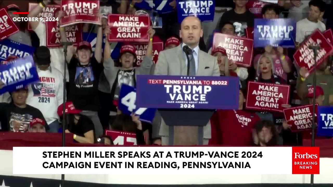 Stephen Miller Rails Against 'The Corrupt Democrat Machine' At Trump Rally In Reading, Pennsylvania