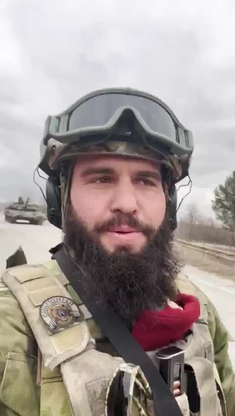 A new video from the Kadyrovtsy against the background of a BMP-3 column and a T-80BV tank They