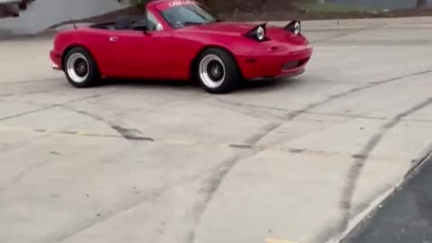 Turbo Miata laying down rubber