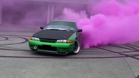 Car Tire Burnout Gender Reveal