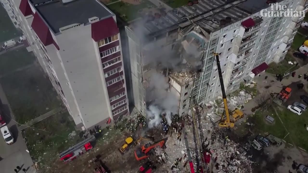 Ukraine_ drone footage shows aftermath of deadly airstrike in Uman.