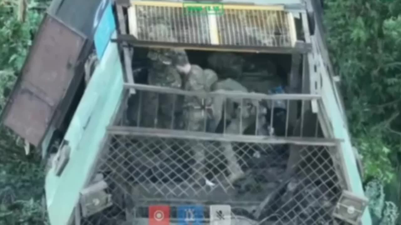 Russian soldiers captured, along with their turtle tank