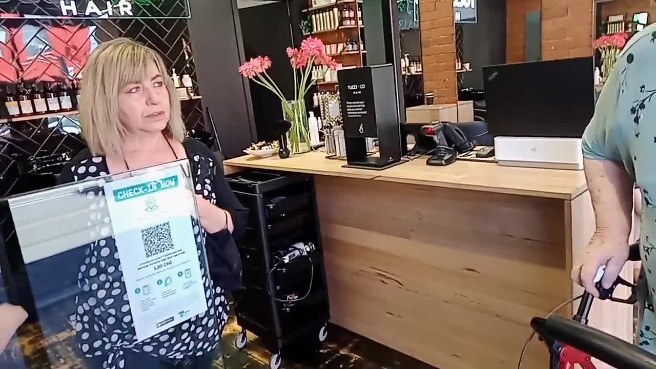 Unvaccinated Old Lady gets kicked out of Tucci Co Hair