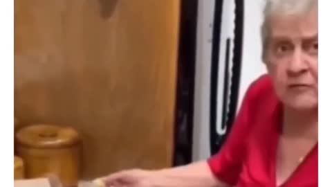 Grandma eats dogs treats