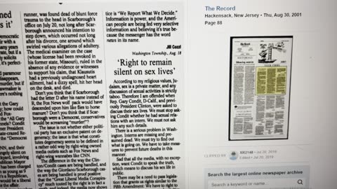 Joe Scarborough & intern article The Record 8/30/01