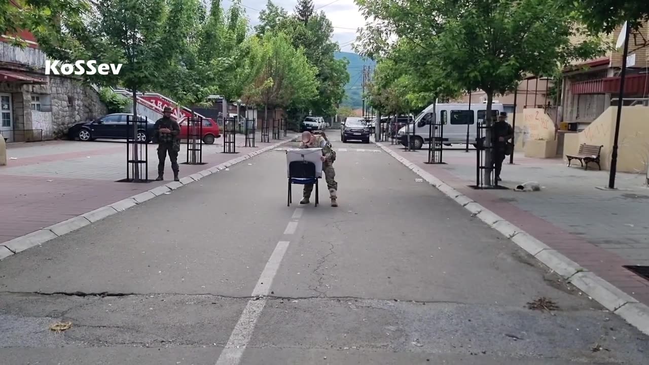 The sign posted by KFOR yesterday in Zvečan, Kosovo, Serbia