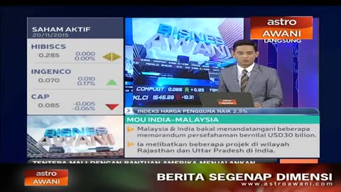 Indeks harga pengguna naik 2.5 peratus pada Oktober 2015