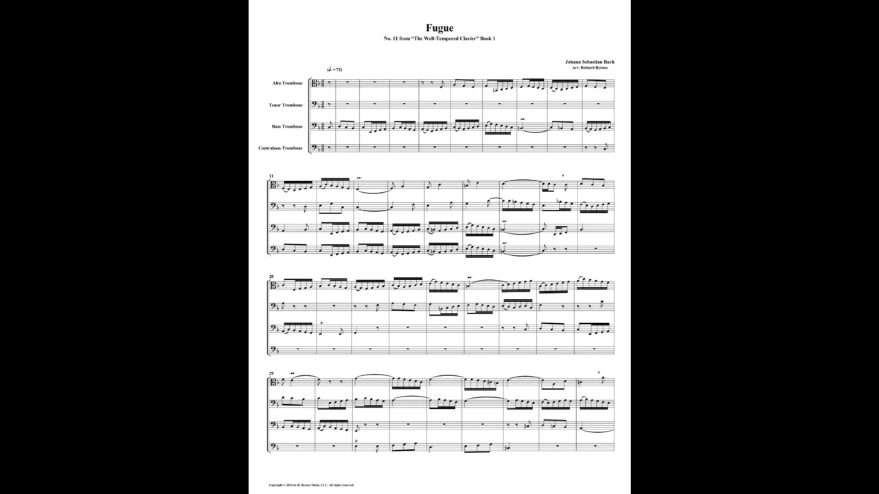 J.S. Bach - Well-Tempered Clavier: Part 1 - Fugue 11 (Trombone Quartet)