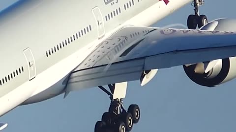 Amazing scene of qatar air line plane taking off