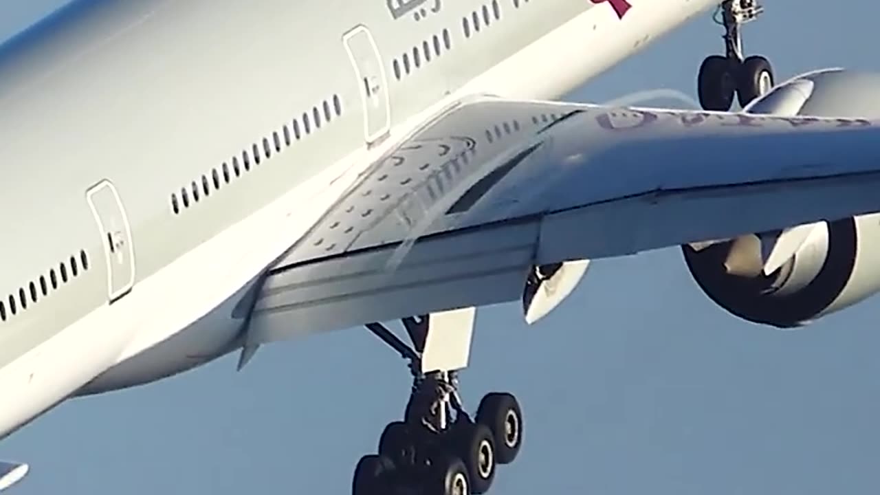 Amazing scene of qatar air line plane taking off