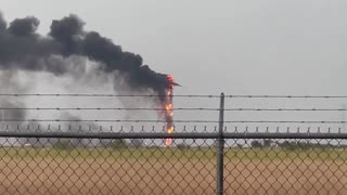 Burning wind turbine spins smoke corkscrew in Texas