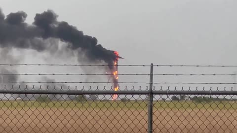 Burning wind turbine spins smoke corkscrew in Texas