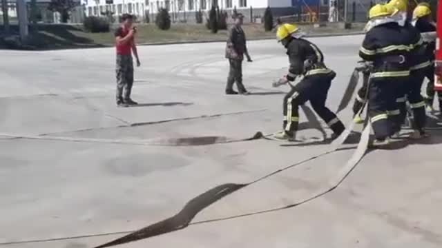 Firefighters training.