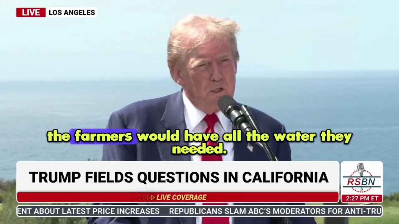 President Trump answers question about bringing water to California.