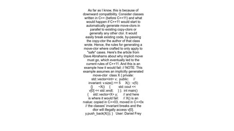 Why are the conditions for an implicitlydefined move constructorassignment operator different than