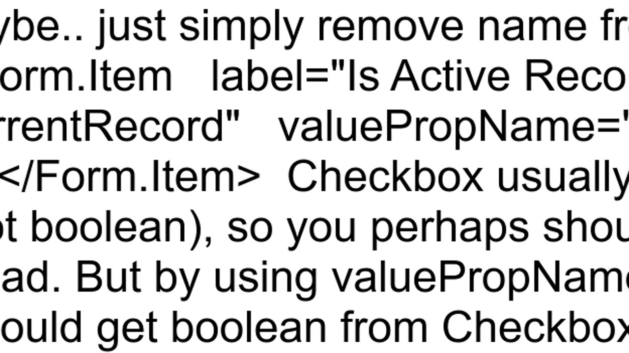 ant design Update checked value of a checkbox inside a FormItem using FormsetFieldsValue