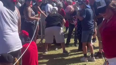 A Trump supporter collapsed while waiting in line to listen to President