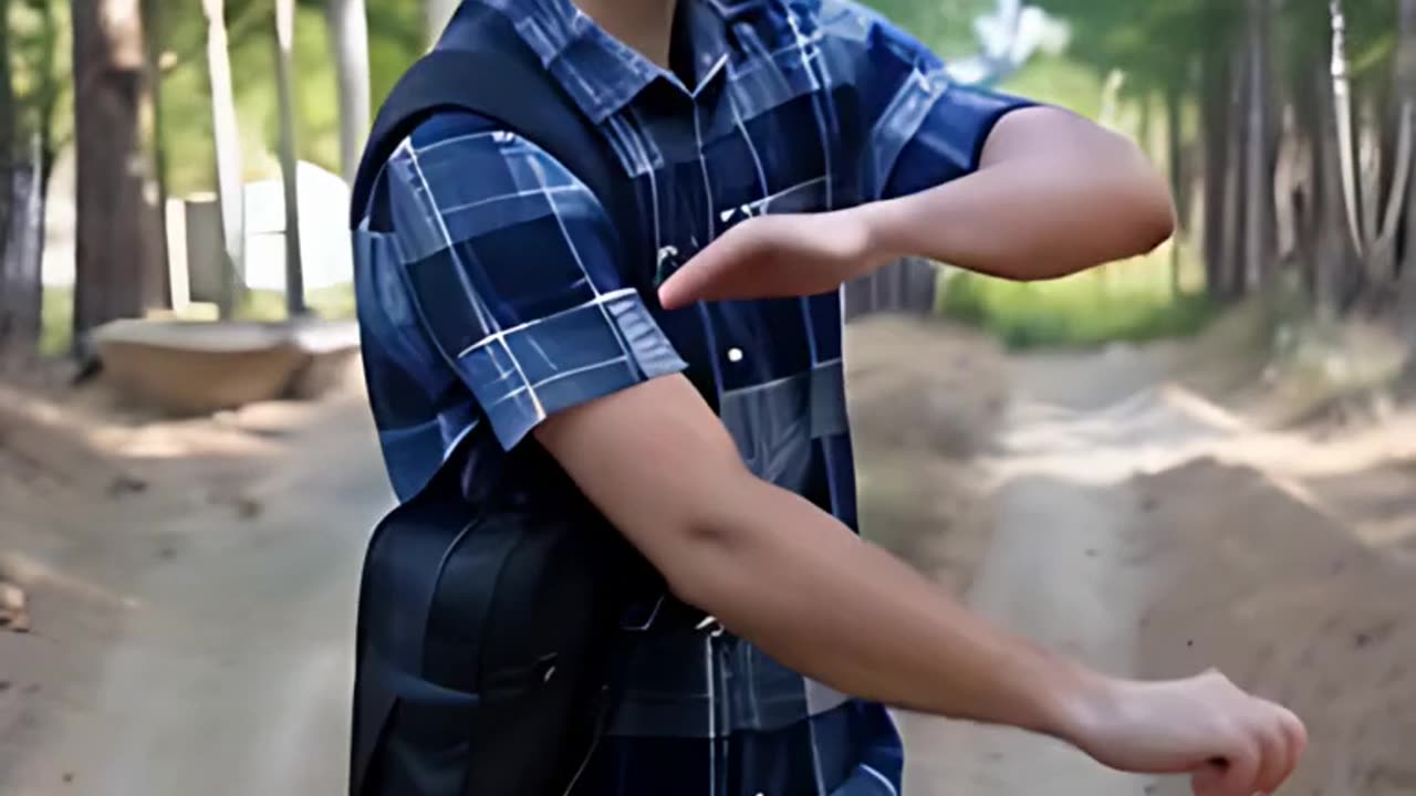 Cute Boy Dancing on village road