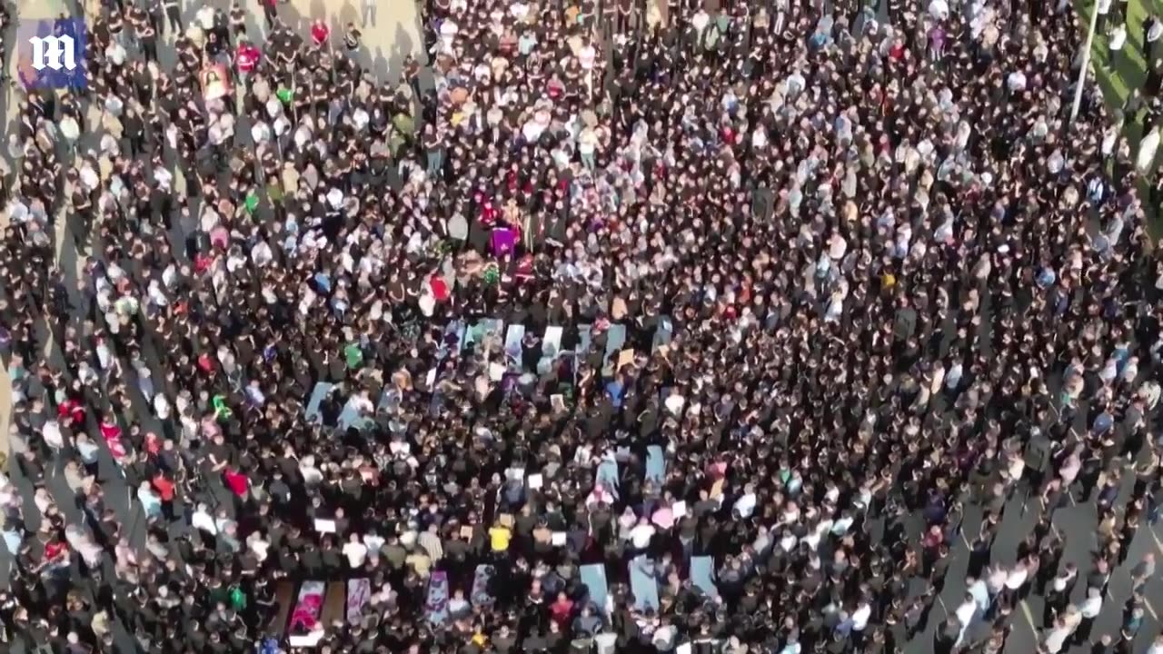 Iraq wedding fire: Drone footage showing mass funeral in Hamdaniya