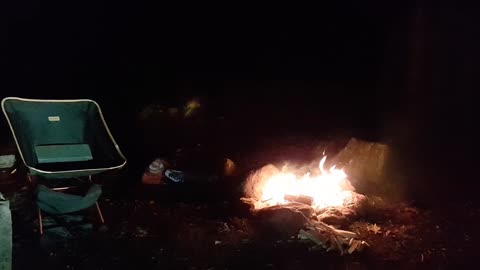 Light test before filming a campfire vlog