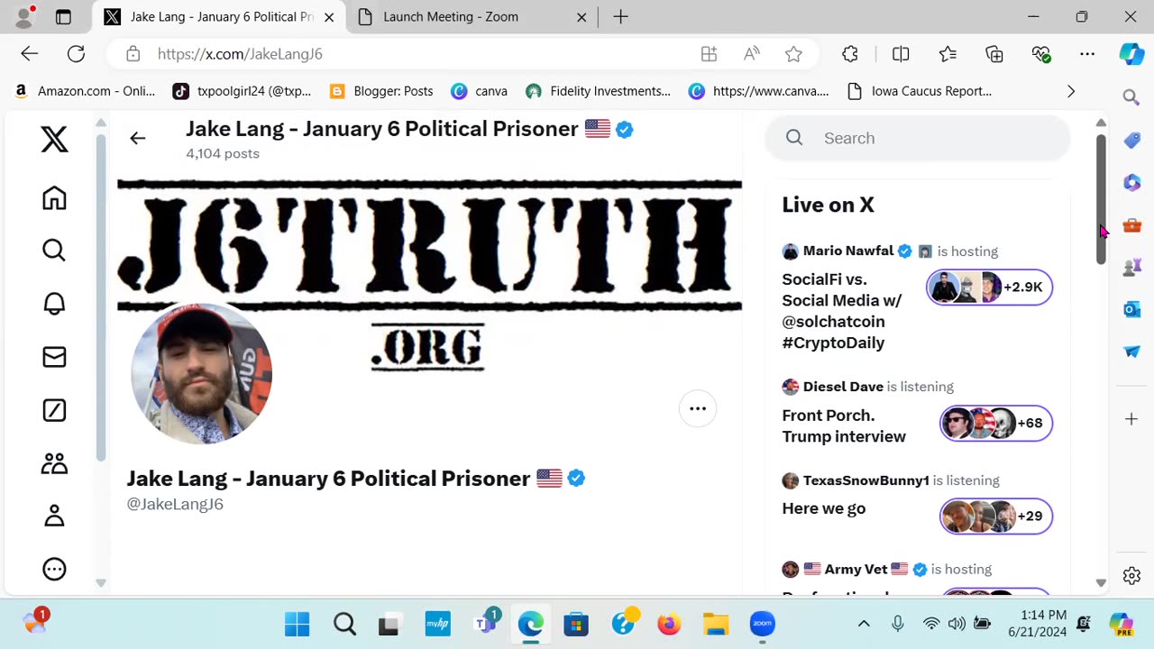 Jake Lang Political Prisoner Account = Grifter - Fake Account