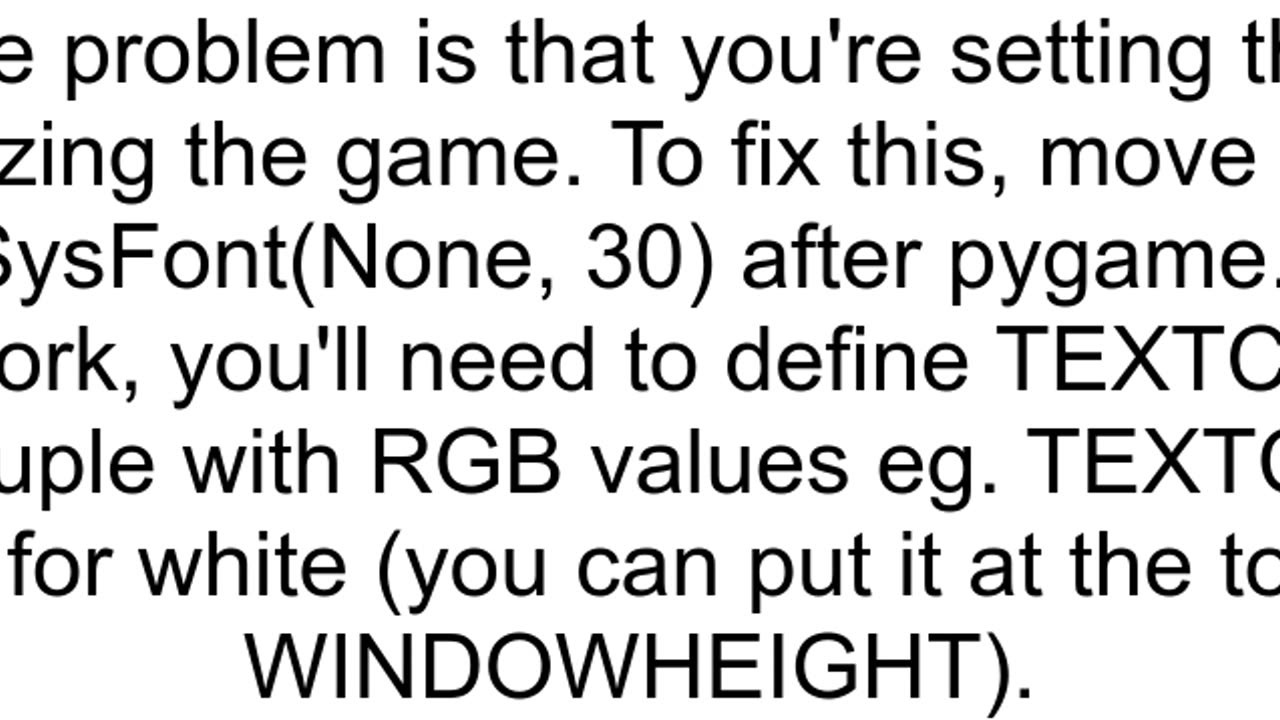 What does this error mean Pygame Error Font Not Initialized