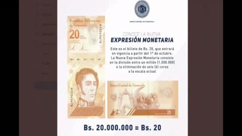 Venezuela elimanará 6 ceros a la moneda