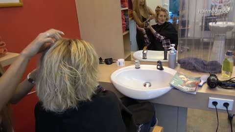 Buzzcut forced headshave in salon