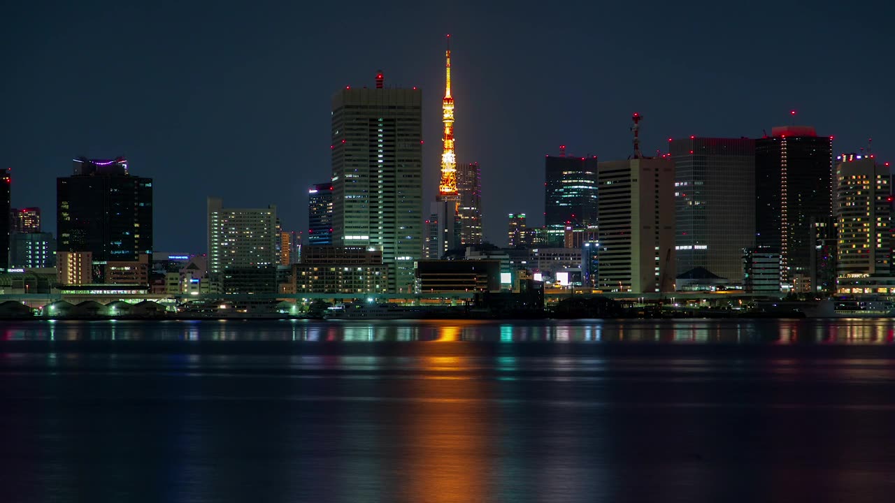 Tokyo urban cityscape with a tower at night