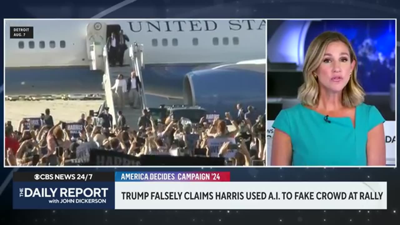 Trump falsely claims Harris used AI to fake rally crowd