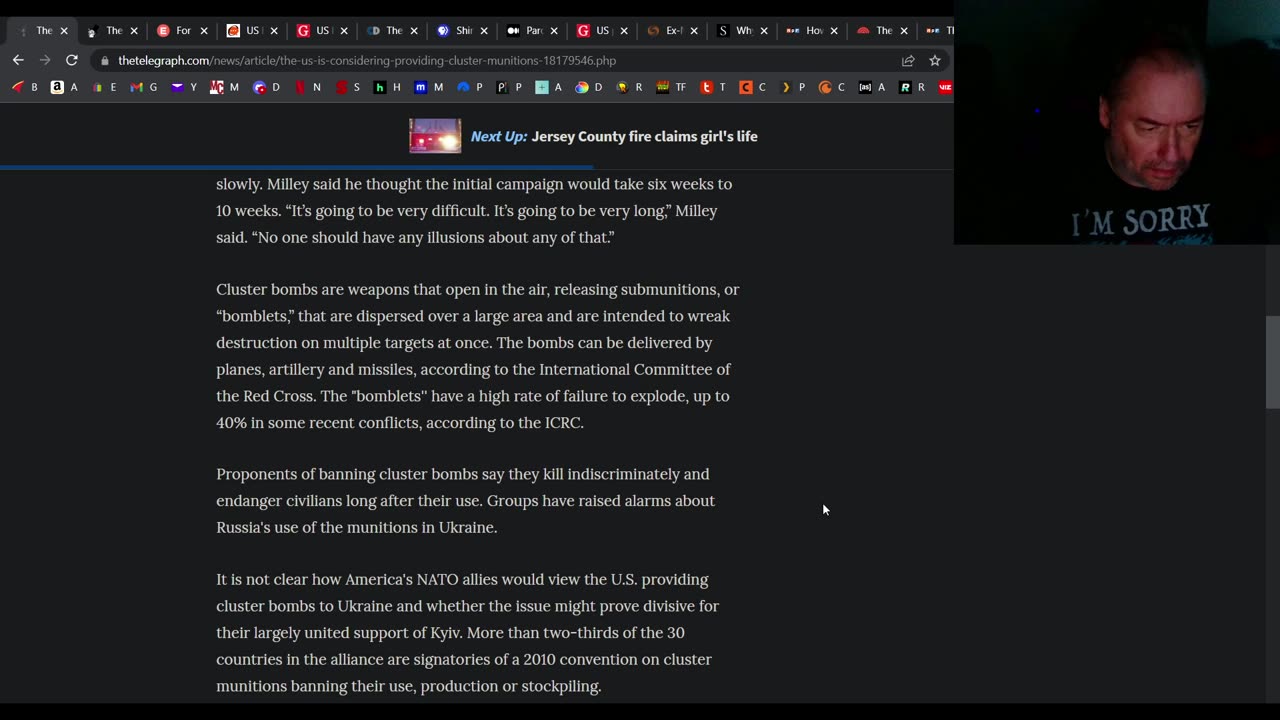 US considering sending cluster munitions to Ukraine.