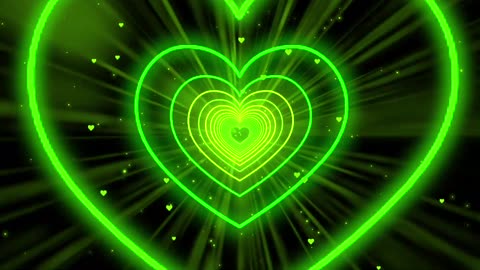 484. Heart Tunnel💚Green Heart Background Neon Heart