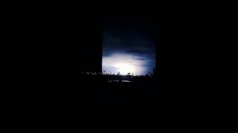 Lightning flashed over the sea