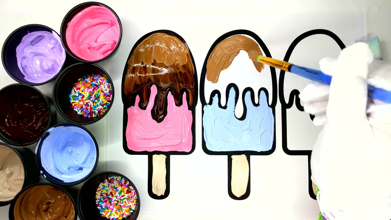 Coloring Chocolate Ice Cream with Sprinkles Coloring Pages, Learn to Color with Paint for Children