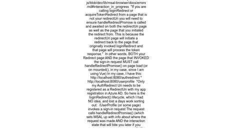 BrowserAuthError interaction_in_progress Interaction is currently in progress with azuremsalbrowser