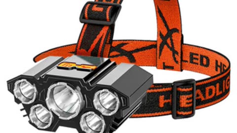 USB Rechargeable Headlamp Portable 5LED Headlight Built in Battery