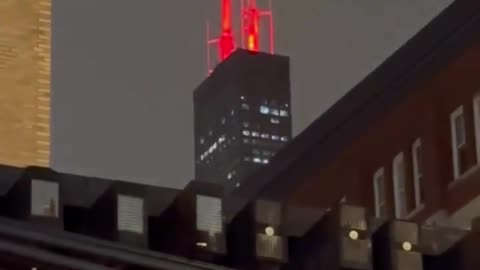 lightning striking the Willis Tower