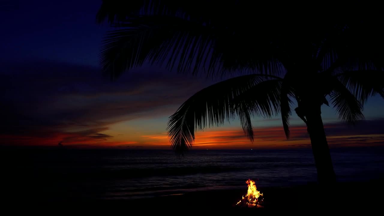 Fire and ocean waves sounds