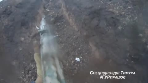 Ukrainian Soldier Moving into Russian Trenches