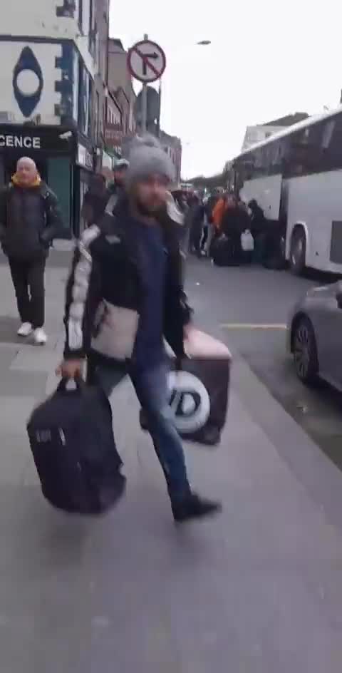 Parnell Street, Dublin scores more fighting age illegal immigrant men being bussed in.