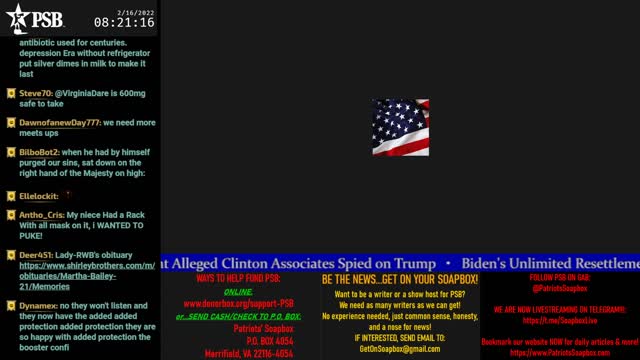 2022-02-16 07:00 EST - Patriots Soapbox AM: with LadyRWB , MykelJaye & DD