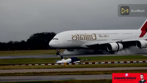 emirates airbas a-320 landing at manchester airport (full hd)